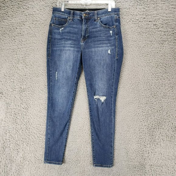 Lularoe Jeans Womens 30 Medium Wash Stretch Mid Rise Distressed Shaping Skinny - Picture 1 of 14